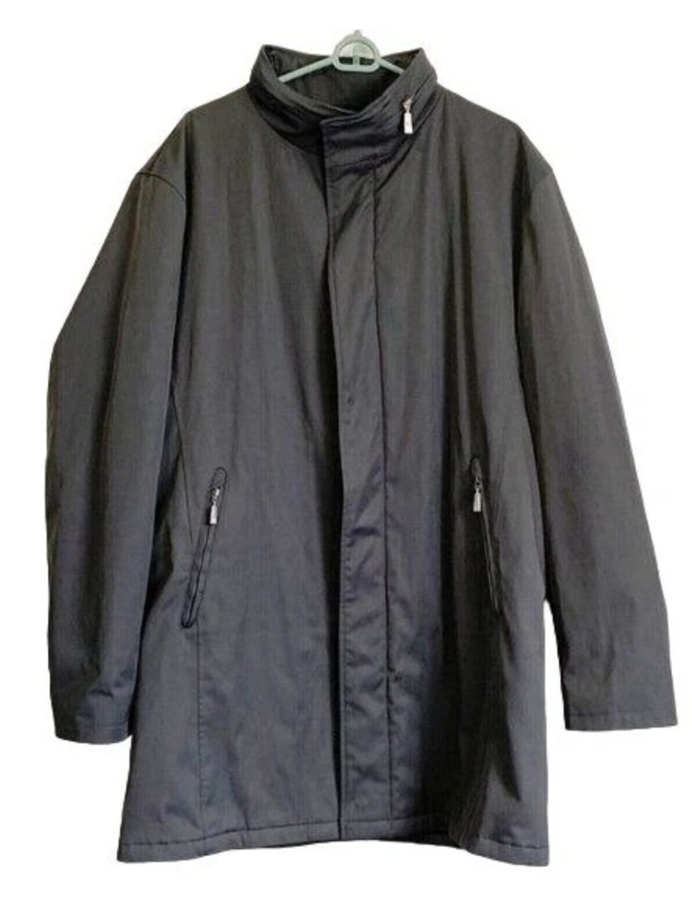 Bugatti Mens Winter Coat SZ 44 XL Gray Packable Zip Hood Water Repellent Quilted